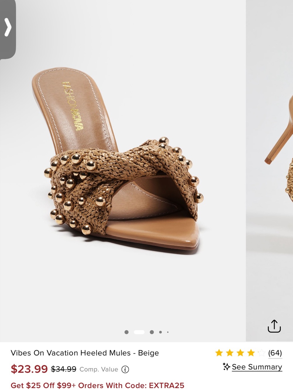 Beige Heeled Mules